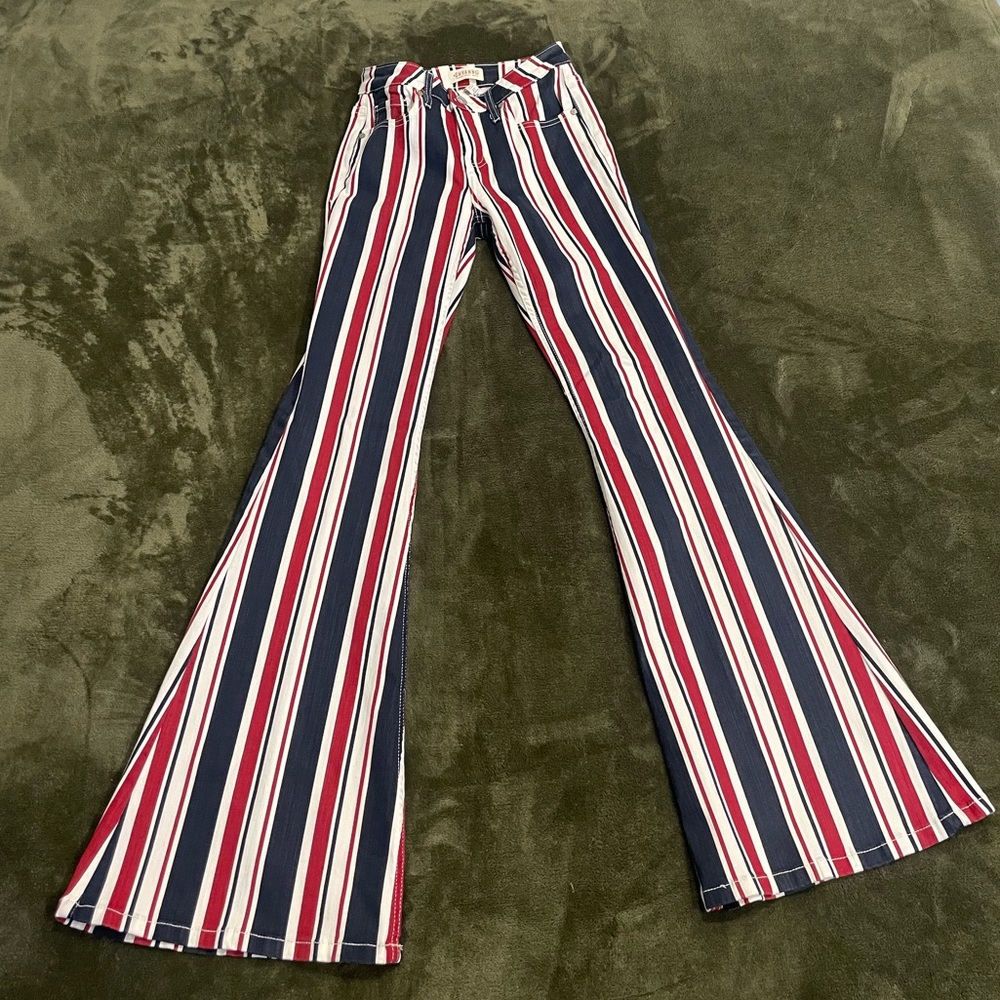 Shyanne Red and Blue Striped Flare Jeans